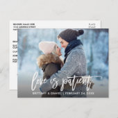 Penseelscript nieuwe huwelijksdatum liefde geduld  briefkaart (Voorkant / Achterkant)
