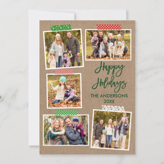 Penseelscript Prettige feestdagen Craft Tape Kraft Feestdagenkaart (Voorkant)