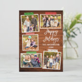 Penseelscript Prettige feestdagen houten tape Feestdagenkaart (Staand voorkant)