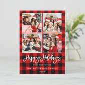 Penseelscript Prettige feestdagen rode plaat 4 fot Feestdagenkaart (Staand voorkant)