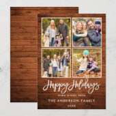 Penseelscript Prettige feestdagen Rustic Wood 4 Fo Feestdagenkaart (Voorkant / Achterkant)