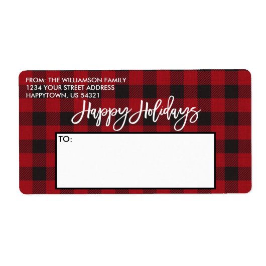 Penseelscript rode buffels Feestdagen maken Etiket (Voorkant)