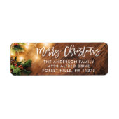 Penseelscript Rustic Wood Kerststrijklampjes Etiket (Voorkant)