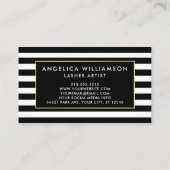 Penseelscript streepjes roze, gestreept visitekaartje (Achterkant)