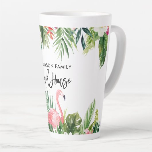 Penseelscript Tropische Floral Beach House Large Latte Mok (Rechterhoek)