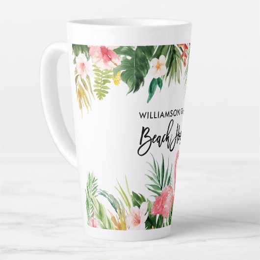 Penseelscript Tropische Floral Beach House Large Latte Mok (Linkerhoek)