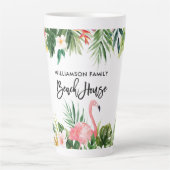 Penseelscript Tropische Floral Beach House Large Latte Mok (Voorkant)