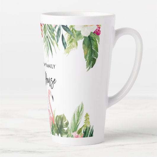 Penseelscript Tropische Floral Beach House Large Latte Mok (Rechts)