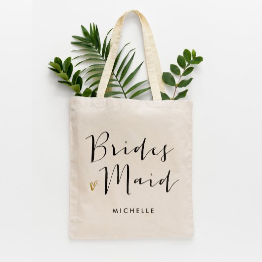 Penseelscript-typografie "Bridesmaid" Tote Bag
