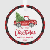 Penseelscript voor eerste kerstmis rood geplakt ornament (achterkant)