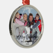 Penseelscript voor pretkerfamilie foto metalen ornament (Rechts)