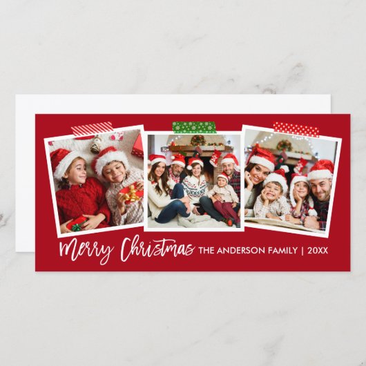 Penseelscript voor prettig kerstcadeautje Rood bre Feestdagenkaart (Voorkant / Achterkant)