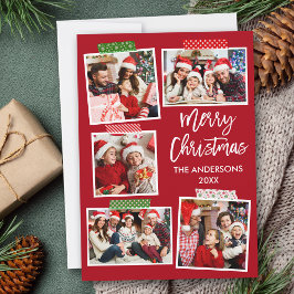 Penseelscript voor prettig kerstcadeautje Rood Feestdagenkaart