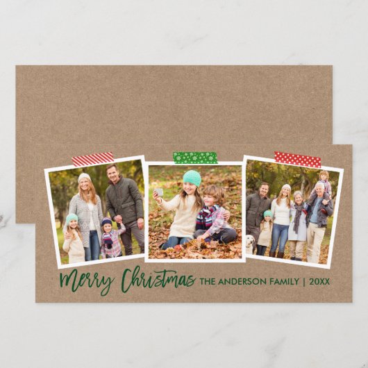 Penseelscript voor prettige kerstcadeautjes feestdagenkaart (Voorkant / Achterkant)