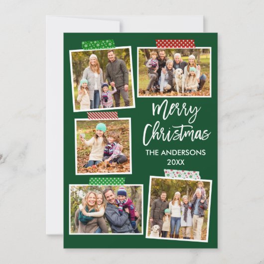 Penseelscript voor prettige kerstcadeautjes, groen feestdagenkaart (Voorkant)