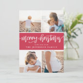 Penseelscript voor prettige kerstfoto's collage feestdagenkaart (Staand voorkant)