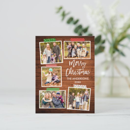 Penseelscript voor prettige kersttijd briefkaart (Staand voorkant)