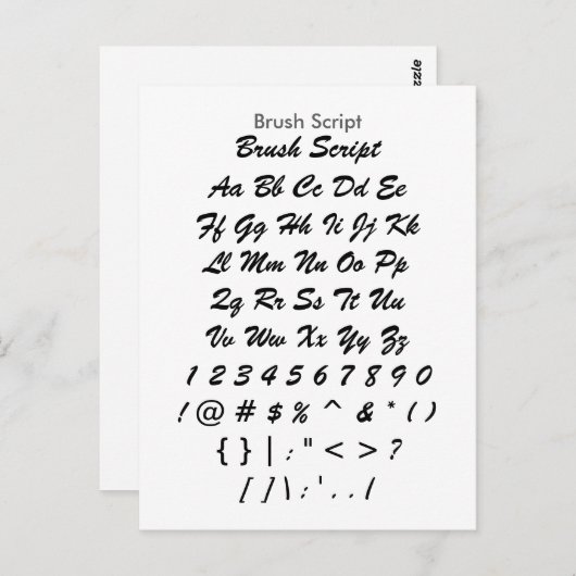Penseelscript - Voorbeeldvel Zazzle Font Briefkaart (Voorkant / Achterkant)