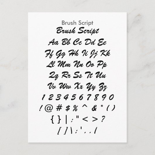 Penseelscript - Voorbeeldvel Zazzle Font Briefkaart (Voorkant)
