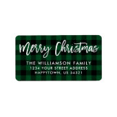 Penseelscript Vrolijk kerstgroen geplakt adres Etiket (Voorkant)