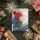 Penseelscript Vrolijke kerstfoto Feestdagenkaart