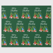 Penseelscript Waterverf Gnomen Trees Green Cadeaupapier (Vlak)