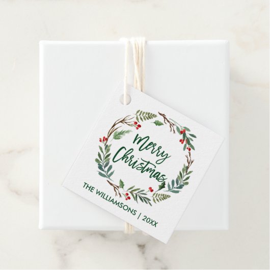 Penseelscript Waterverf met prettig kerstfeest Bedankjes Labels (In situ)