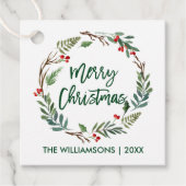 Penseelscript Waterverf met prettig kerstfeest Bedankjes Labels (Voorkant)