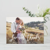 Penseelscript Wedding Wood Love and Bedankt Kaart (Staand voorkant)