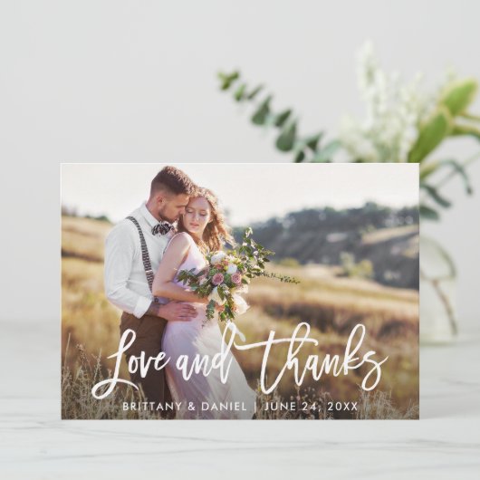 Penseelscript Wedding Wood Love and Bedankt Kaart (Staand voorkant)
