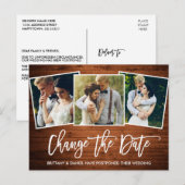 Penseelscript Wood De datumfoto wijzigen Briefkaart (Voorkant / Achterkant)