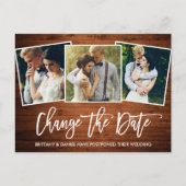 Penseelscript Wood De datumfoto wijzigen Briefkaart (Voorkant)