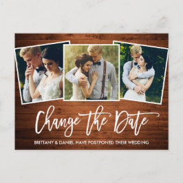 Penseelscript Wood De datumfoto wijzigen Briefkaart