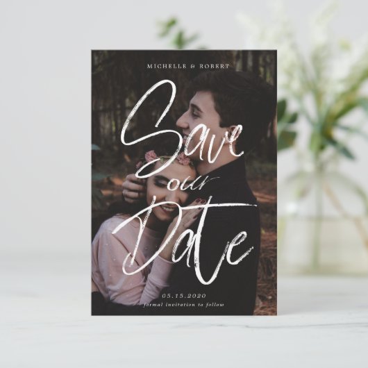 penseelscriptfoto De datum-Kaart opslaan Kaart (Staand voorkant)