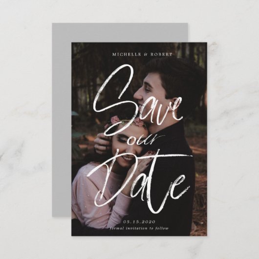 penseelscriptfoto De datum-Kaart opslaan Kaart (Voorkant / Achterkant)