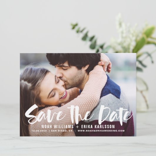 Penseelscriptfoto De datumaankondiging opslaan Kaart (Staand voorkant)