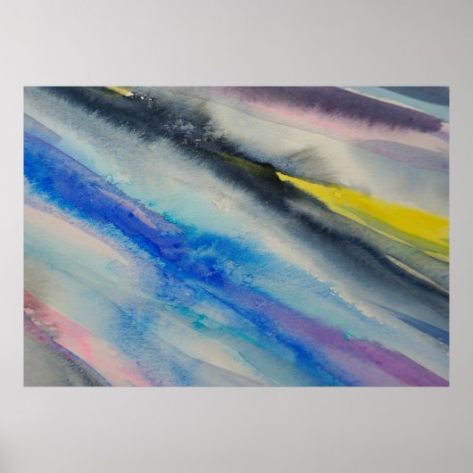 penseelstreek, Abstracte waterverf verven Poster (Voorkant)