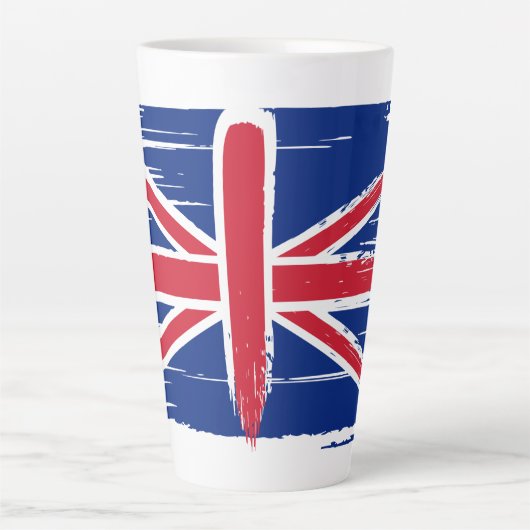 Penseelstreek Britse Union Jack-vlag Latte Mok (Voorkant)