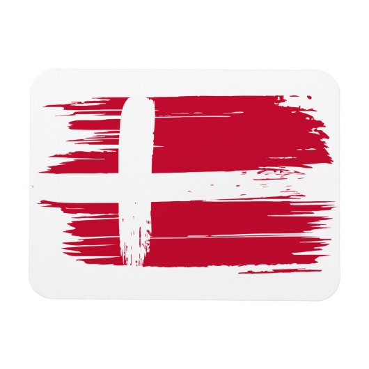 Penseelstreek Denemarken Vlag Magneet (Horizontaal)