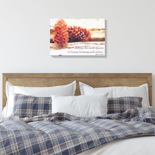 Penseelstreek Dennenkegels Digitale Kunst Canvas Afdruk (Insitu (Slaapkamer))