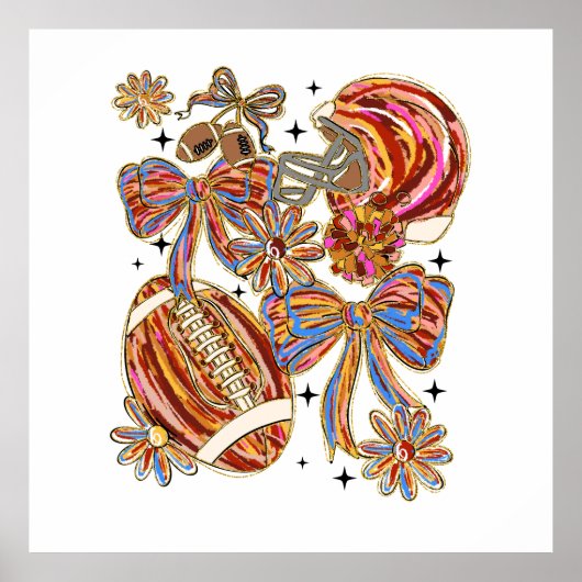 Penseelstreek Football Coquette Poster (Voorkant)