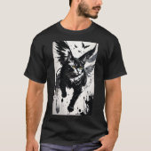 Penseelstreek Gevleugelde kat T-shirt (Voorkant)