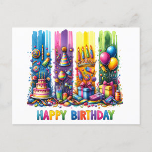 Penseelstreek Happy Birthday Briefkaart