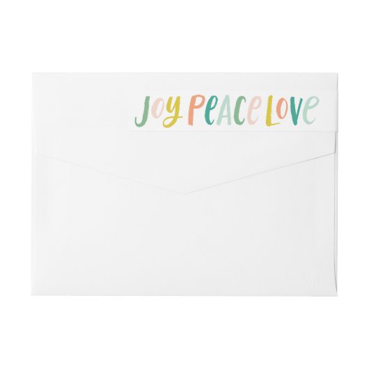 Penseelstreek Joy Peace Love Wraparound Labels (Achterkant)