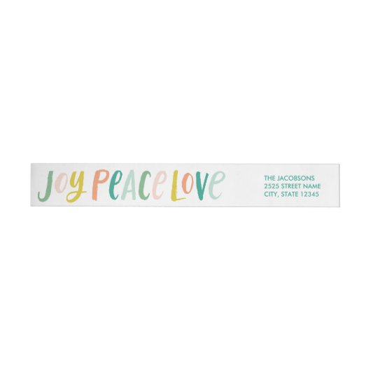 Penseelstreek Joy Peace Love Wraparound Labels (Individueel)