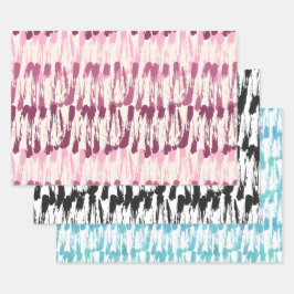 Penseelstreek, natte verf, droge borstel, blauw, B Inpakpapier Vel