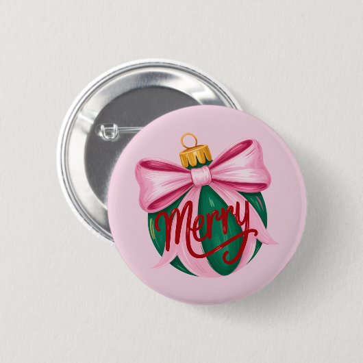 Penseelstreek Ornament Preppy Xmas Coquette Xmas Ronde Button 5,7 Cm (Voorkant /achterkant)