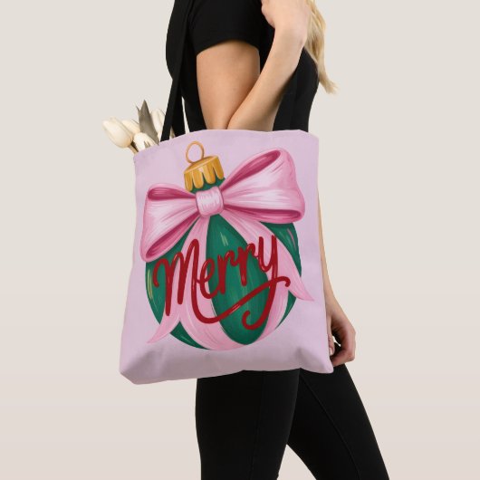 Penseelstreek Ornament Preppy Xmas Coquette Xmas Tote Bag (Dichtbij)