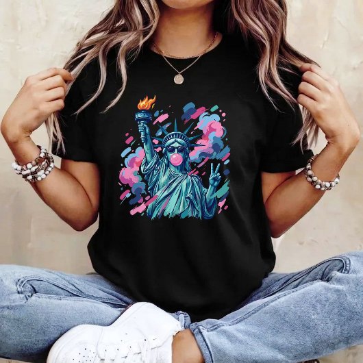 Penseelstreek Standbeeld van de Vrijheid die Bubbl T-shirt