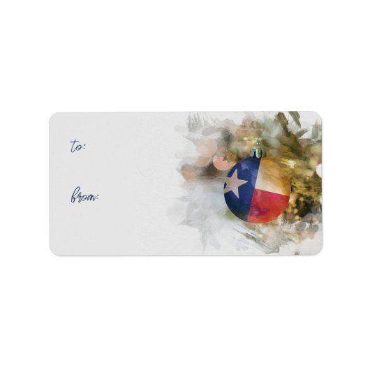 Penseelstreek Texas Flag Kerstversiering Art Gift Etiket (Voorkant)